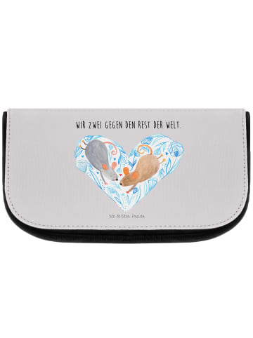 Mr. & Mrs. Panda beauty case Mäuse Herz mit Spruch in Grau Pastell