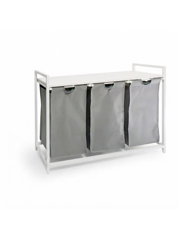 relaxdays Wäschesammler in Grau/ Weiß - (B)109,5 x (H)73,5 x (T)33 cm