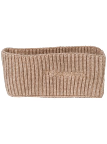 styleBREAKER Strick Stirnband mit Logo in Hellbraun