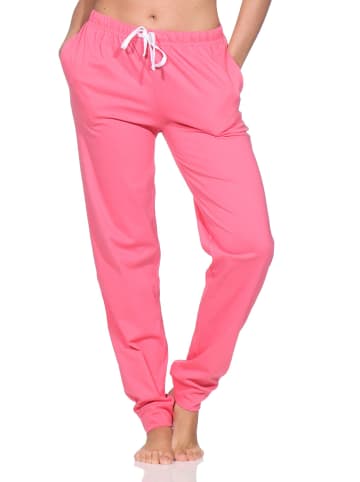 NORMANN Damen Pyjama Hose lang Mix & Match in pink