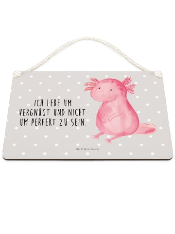 Mr. & Mrs. Panda Deko Schild Axolotl Niedlich mit Spruch in Grau Pastell