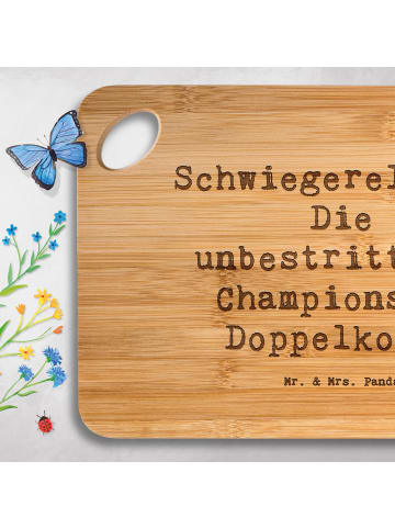 Mr. & Mrs. Panda Brettchen Spruch Schwiegereltern Champions mit ... in Braun