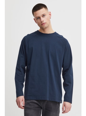 !SOLID Langarmshirt SDEyado - 21301029-ME  Basic Longsleeve mit Logopatch am Saum in Blau