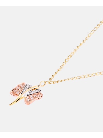 Diamant L'éternel Halskette aus 375 Gelbgold mit Diamant Schmetterling