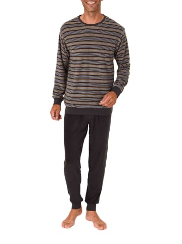 NORMANN Langarm Schlafanzug Frottee Bündchen in orange