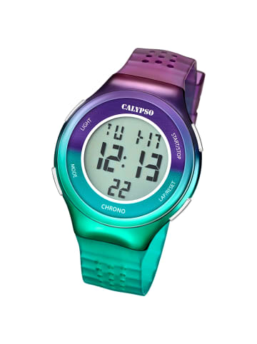 Calypso Analog-Armbanduhr Calypso Digital lila, türkisblau groß (ca. 44mm)