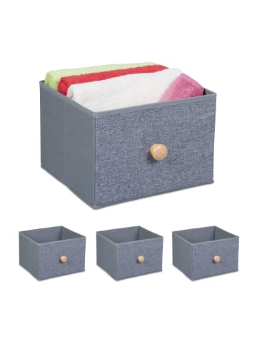 relaxdays 4 x Aufbewahrungsbox in Grau - (B)28,5 x (H)20 x (T)27,5 cm