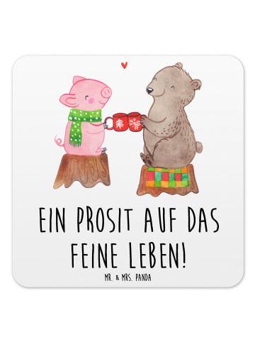 Mr. & Mrs. Panda Gläseruntersetzer Glühschwein Sause mit Spruch in Weiß