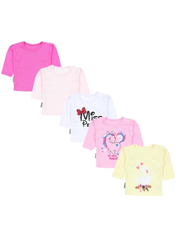 TupTam 5er- Set Langarmshirts in rosa/gelb