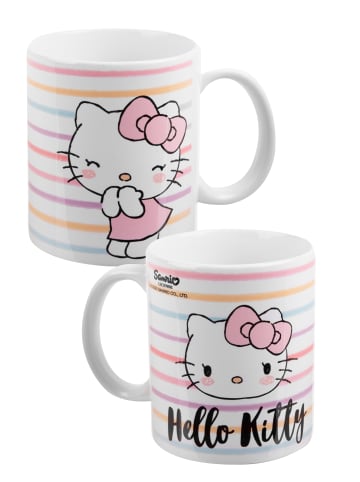 United Labels Hello Kitty Tasse - Stripes -Becher Kaffeetasse 320 ml in Mehrfarbig