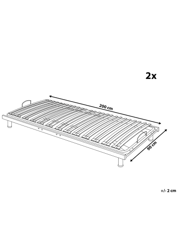 Beliani 2er-Set Manuell Verstellbarer Lattenrost COMFORT in Silber/Heller Holzfarbton