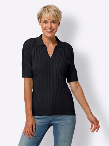 Sieh an! Kurzarm-Pullover in schwarz