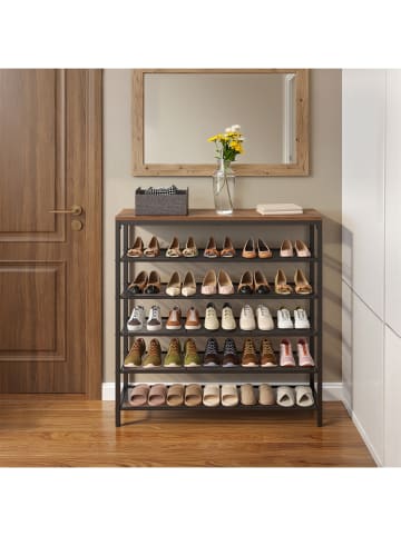 VASAGLE Schuhregal Dacey in Braun-Schwarz - (B)100 x (H)109.7 x (T)30 cm