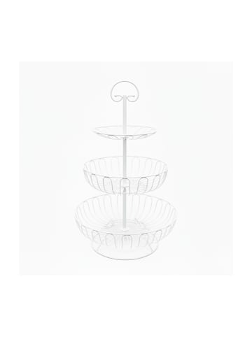 relaxdays Obst Etagere in Weiß - (H)47 x Ø 30 cm