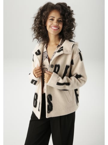 Aniston CASUAL Fleecejacke in sand-schwarz