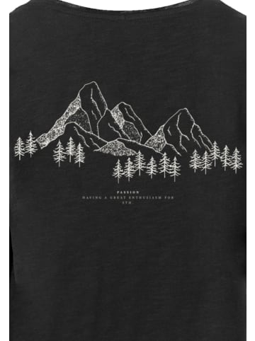 F4NT4STIC Damen T-Shirt Lang PLUS SIZE Mountain Berge in schwarz