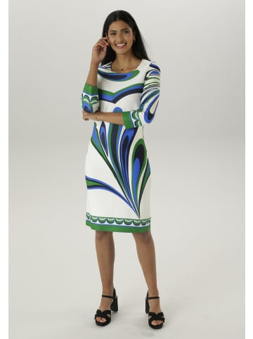Aniston SELECTED Jerseykleid in weiß-marine-grün-royalblau-dunkelgrün-hellblau