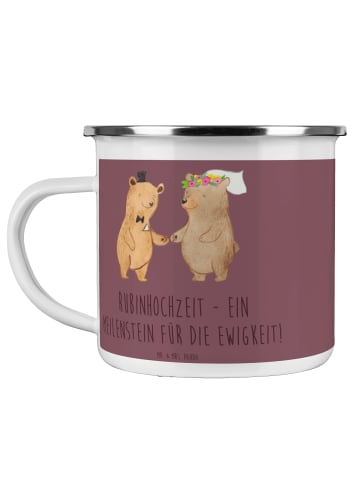 Mr. & Mrs. Panda Camping Tasse Emaille 40. Hochzeitstag Rubinhoc... in Kaffa Coffee
