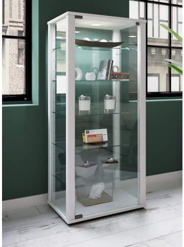 VCM  Holz Glas Vitrine Sammelvitrine Kavisa L in Weiß