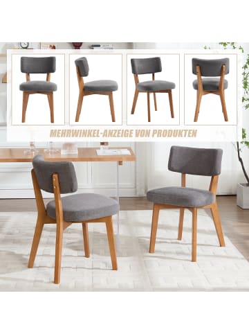ABRIHOME Esszimmerstühle 2er Set Mid-Century Stil in Grau, 54.5x47x77 cm