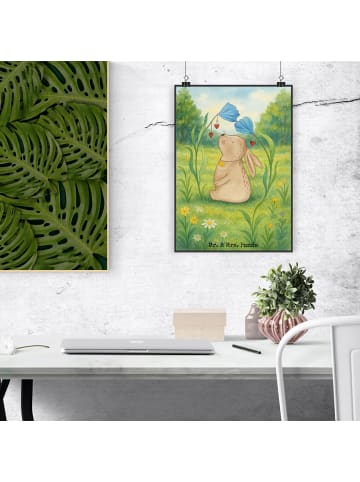 Mr. & Mrs. Panda Poster Hase Blume Design ohne Spruch in Weiß
