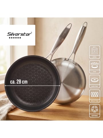 Stoneline Edelstahlpfanne Bratpfanne | ohne Deckel in Silber