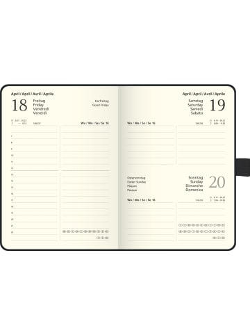 BRUNNEN Taschenkalender Kompagnon 10x14cm 1 Tag/ Seite schwarz 2026