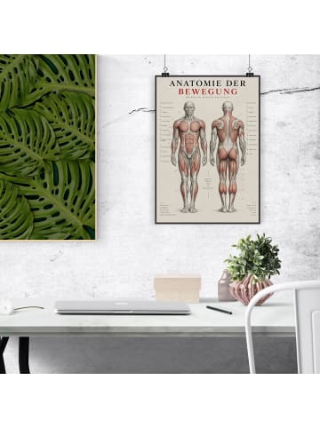 Poster Muskulatur minimalistisch Design mit Spruch in Weiß