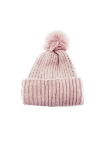 Faera Bommelmütze mit Innenfutter Strickmütze zum Warmhalten in Rosa
