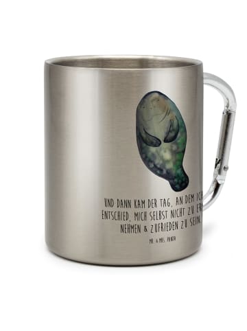 Mr. & Mrs. Panda Tasse Seekuh Happy mit Spruch in Silber