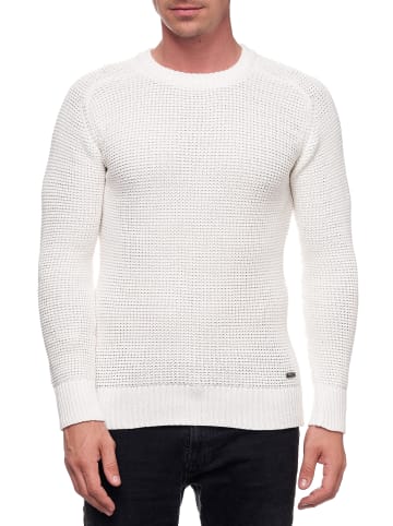 Rusty Neal Grobstrick Slim Fit Rundhals-Pullover in Weiß