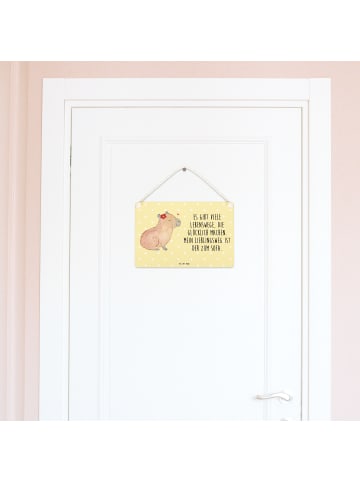 Mr. & Mrs. Panda Schild Capybara Blume mit Spruch in Gelb Pastell