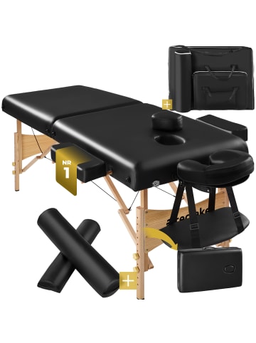tectake 2 Zonen Massageliege-Set Suman 187 x 59 x 65,50 cm, schwarz