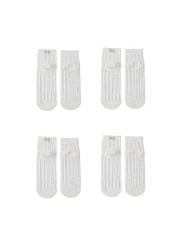 MUNADUNA 4er-Pack kurze gestrickte Mesh-Socken in Weiß