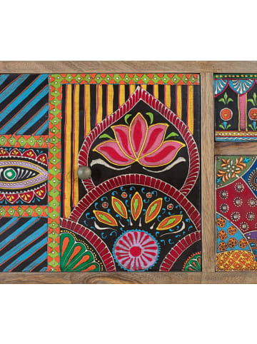 Giner y Colomer Konsolentisch aus massivem Mangoholz mit handbemalten Details in Multicolored