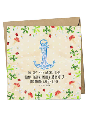 Mr. & Mrs. Panda Glückwunschkarte Anker Blau mit Spruch in Naturpapier
