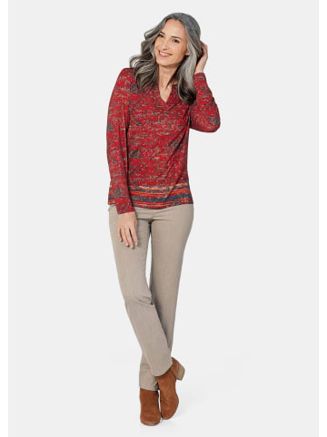 GOLDNER Kurzgröße:  Langarmshirt Elegantes Blusenshirt, Paisley-Design in cayenne / gemustert