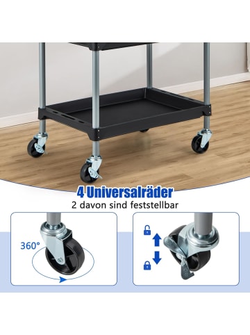 COSTWAY Rollwagen Werkstattwagen mit 3 Etagen in Schwarz