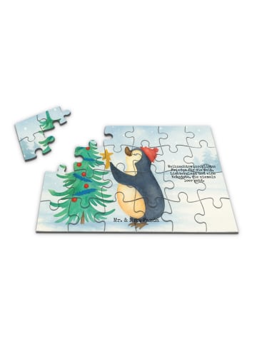 Mr. & Mrs. Panda Puzzle Pinguin Weihnachtsbaum Design mit Spruch in Weiß