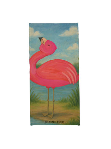 Mr. & Mrs. Panda Reisehandtuch Flamingo Stolz Design ohne Spruch in Weiß