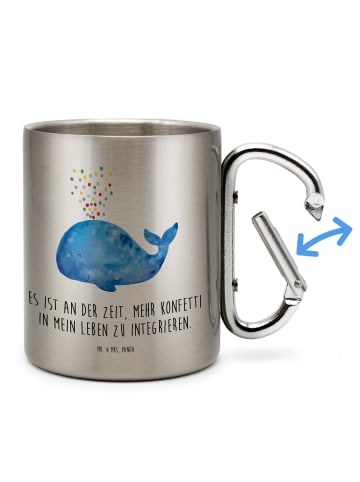 Mr. & Mrs. Panda Tasse Wal Konfetti mit Spruch in Silber