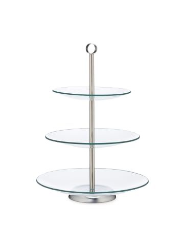 relaxdays Etagere 3 Ebenen in Silber/Transparent