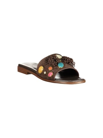Twinset Brauner Leder-Slipper
