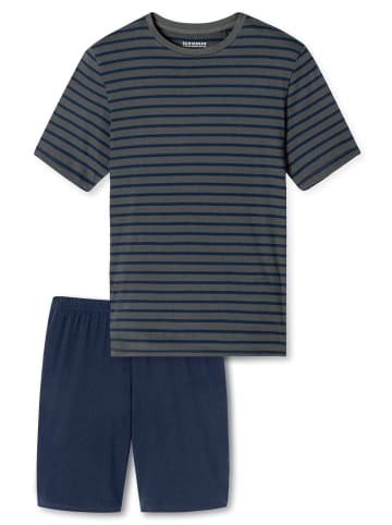 Schiesser Schlafanzug Casual Essentials in Anthrazit