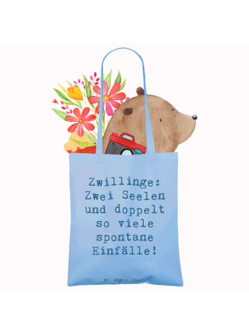 Mr. & Mrs. Panda Tragetasche Spruch Zwillinge Abenteuer mit Spruch in Sky Blue