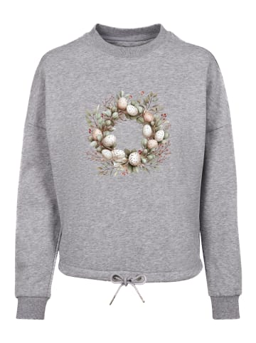 F4NT4STIC Oversize Sweatshirt Osterkranz Eierkranz Blumenring in grau meliert