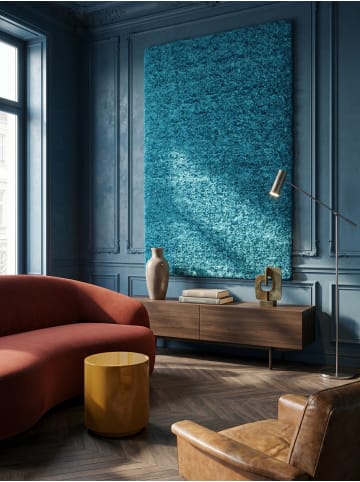 KADIMA DESIGN Teppich Hochflor Shaggy Waschbar Einfarbig RHEIN Strapazierfähig in Türkis