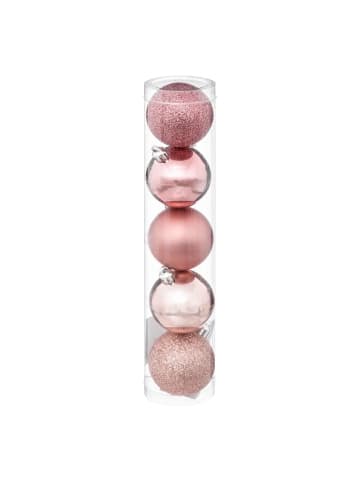 Atmosphera Créateur d'intérieur Weihnachtskugeln, 5er-Set in Rosa, (B) 5 x (H) 6,2 x (L) 5 cm