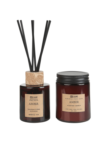 Beliani 2-tlg Duftverteiler mit Dutftstäbchen DARK ELEGANCE in Braun