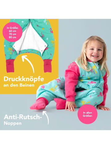 Schlummersack Bio Schlafsack mit Füßen und umklappbaren Bündchen 2.5 TOG in Pink